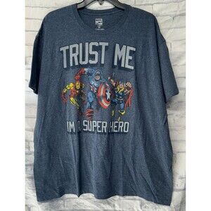 Marvel Mens 2X The Avengers Heather Blue Tshirt  Iron Man Capt America Thor